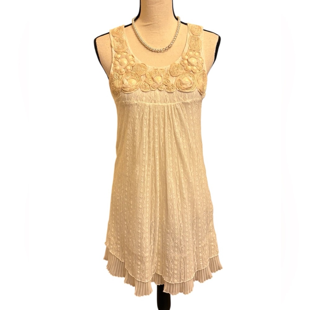 Maya Cream jewel embellished mini dress szM